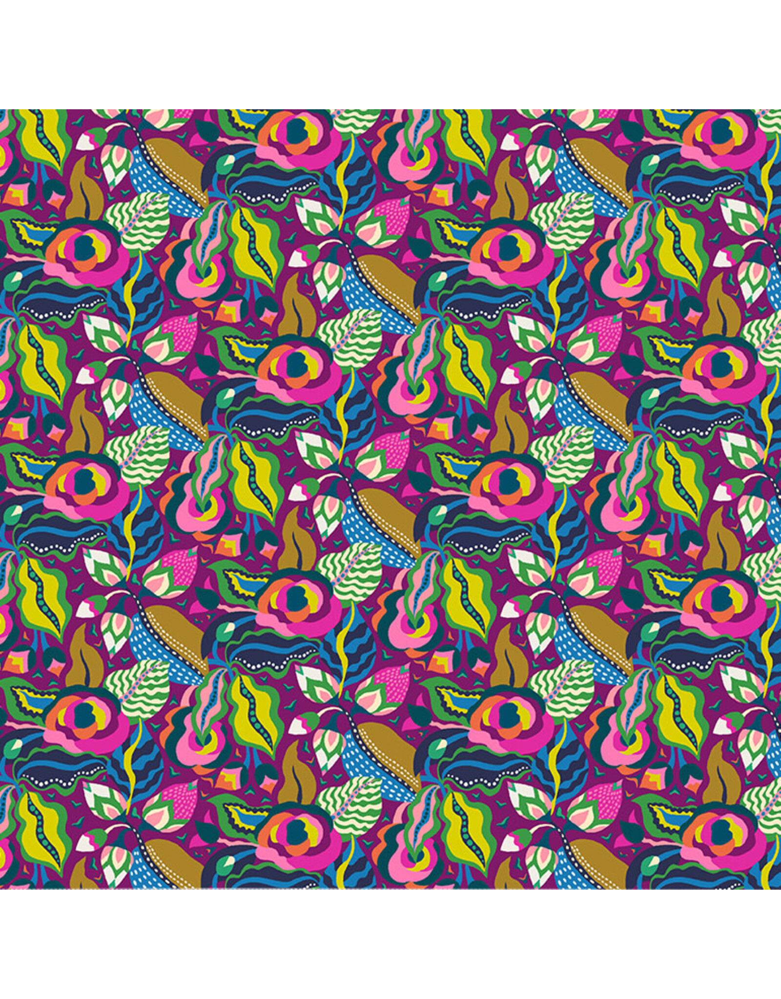 Sally Kelly ON SALE-5 YARD CUT - Botanica, Camellia in Grape