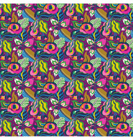 Sally Kelly ON SALE-5 YARD CUT - Botanica, Camellia in Grape, Fabric Half-Yards