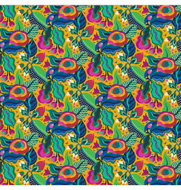 Sally Kelly ON SALE-5 YARD CUT - Botanica, Camellia in Gold, Fabric Half-Yards