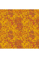 Sally Kelly Botanica, Periwinkle in Tangerine, Fabric Half-Yards