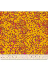 Sally Kelly Botanica, Periwinkle in Tangerine, Fabric Half-Yards