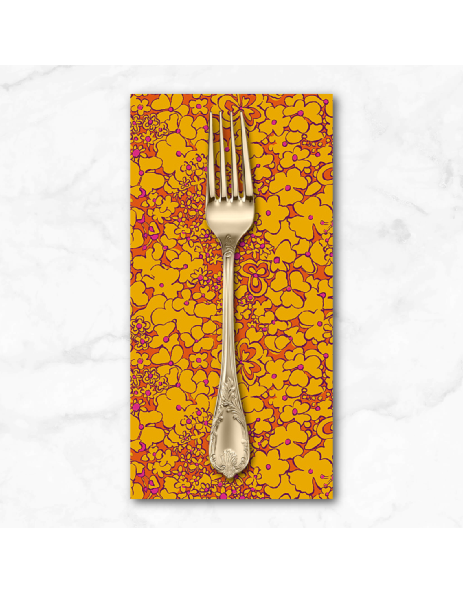 PD's Sally Kelly Collection Botanica, Periwinkle in Tangerine, Dinner Napkin