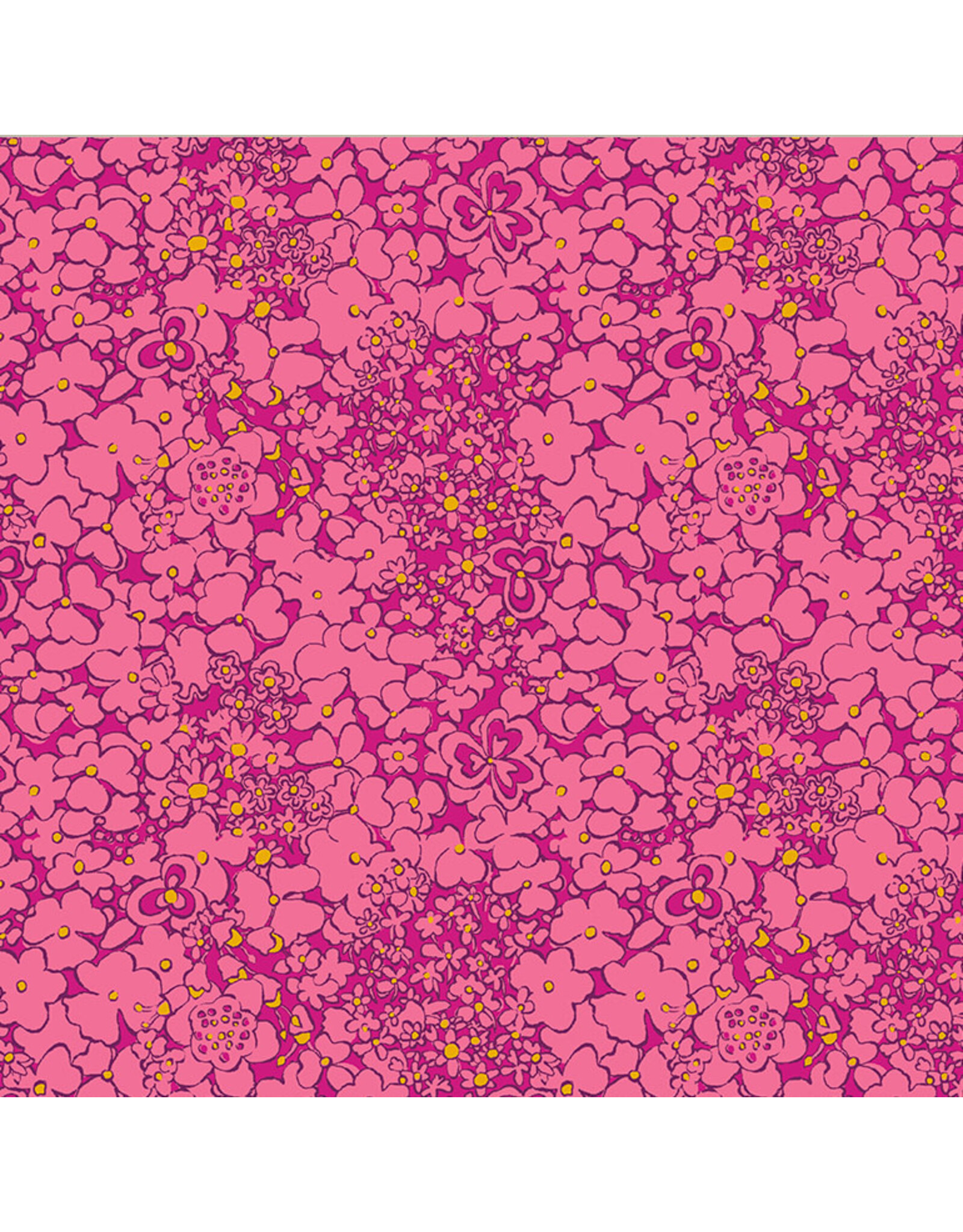 Sally Kelly Botanica, Periwinkle in Magenta, Fabric Half-Yards