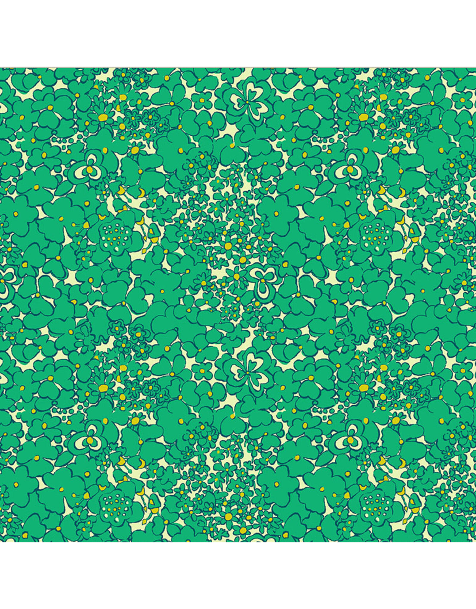 Sally Kelly Botanica, Periwinkle in Jade, Fabric Half-Yards