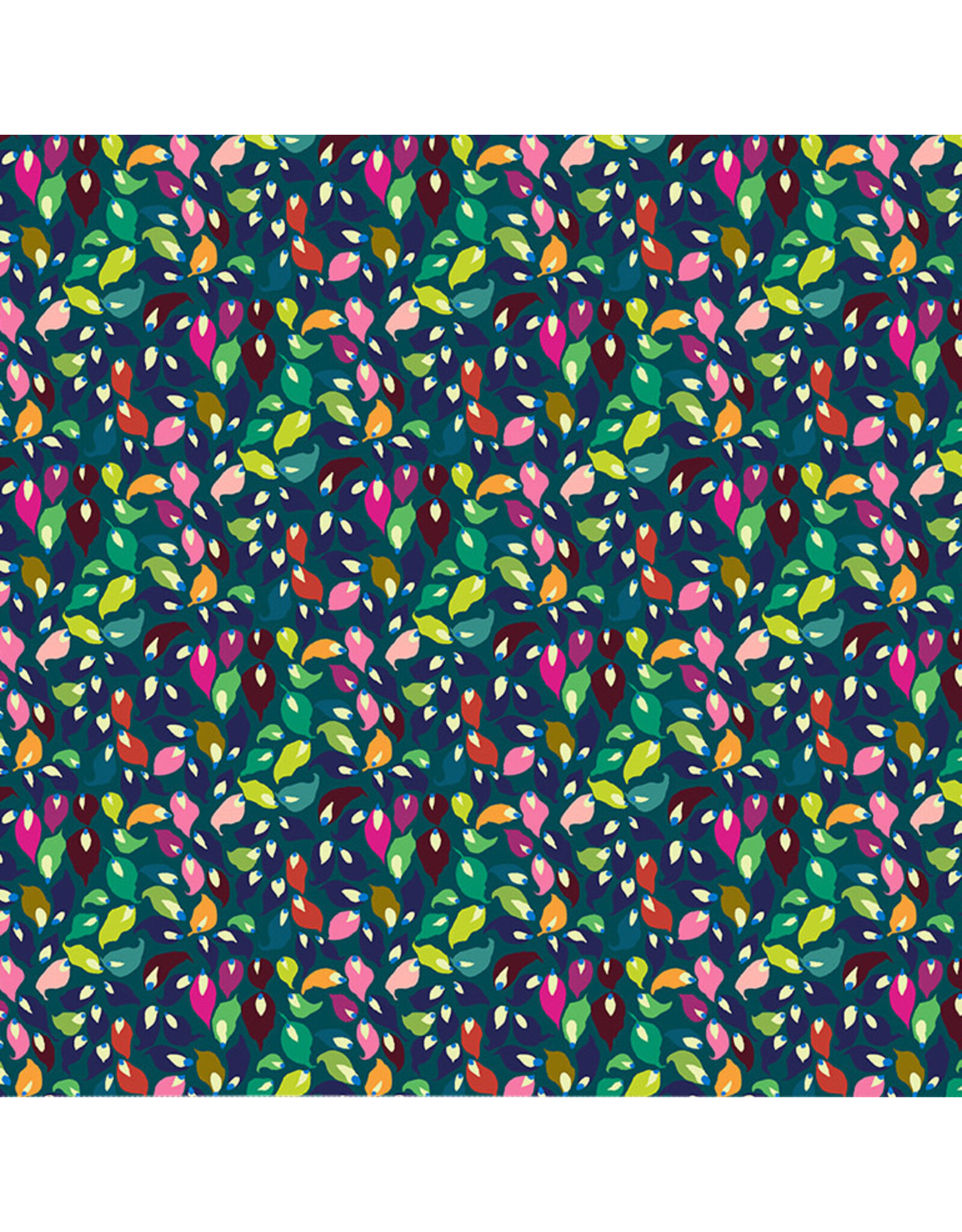 Sally Kelly ON SALE-5 YARD CUT - Botanica, Summer Leaves in Teal