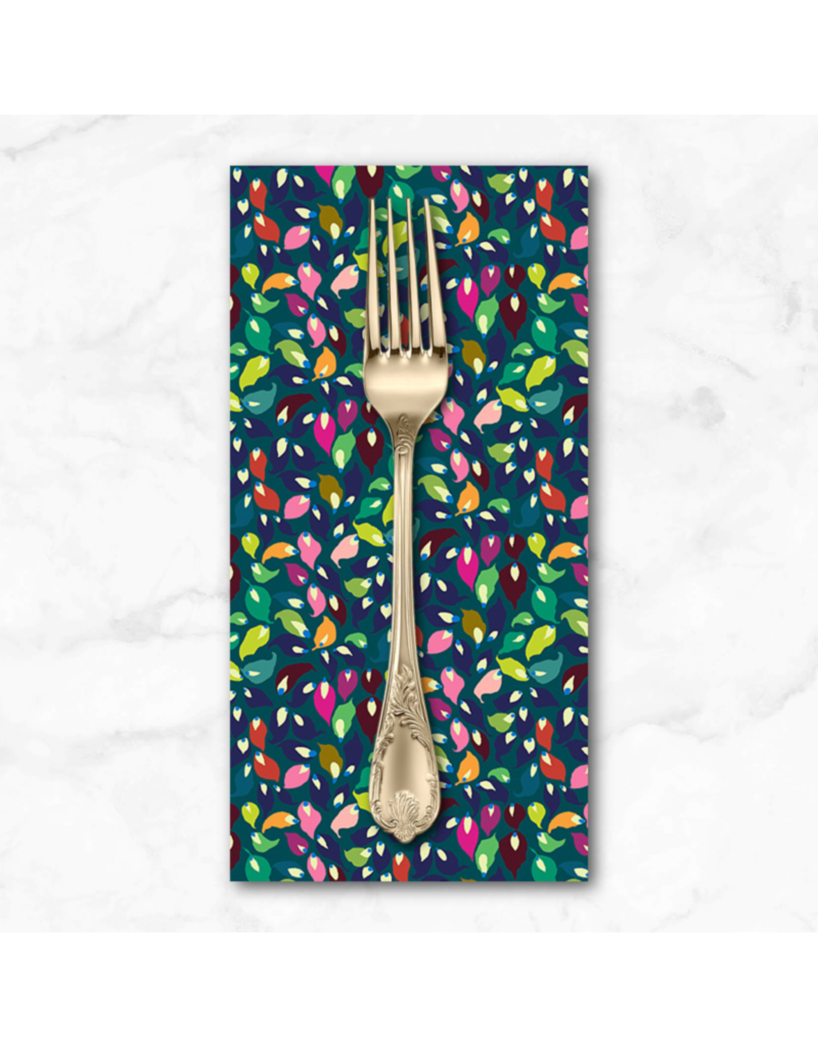 PD's Sally Kelly Collection Botanica, Summer Leaves in Teal, Dinner Napkin