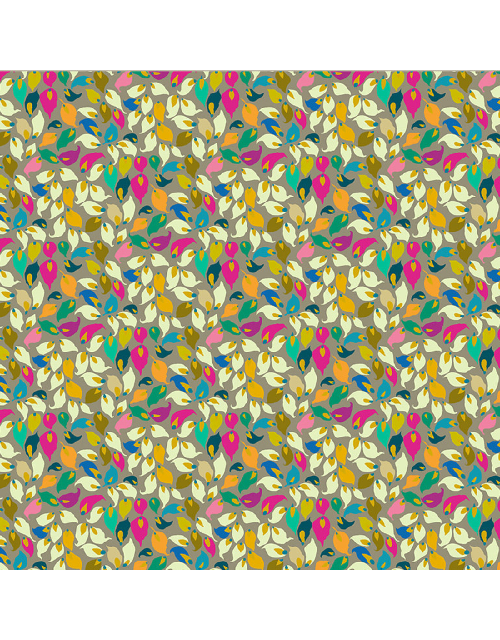 Sally Kelly Botanica, Summer Leaves in Mushroom, Fabric Half-Yards