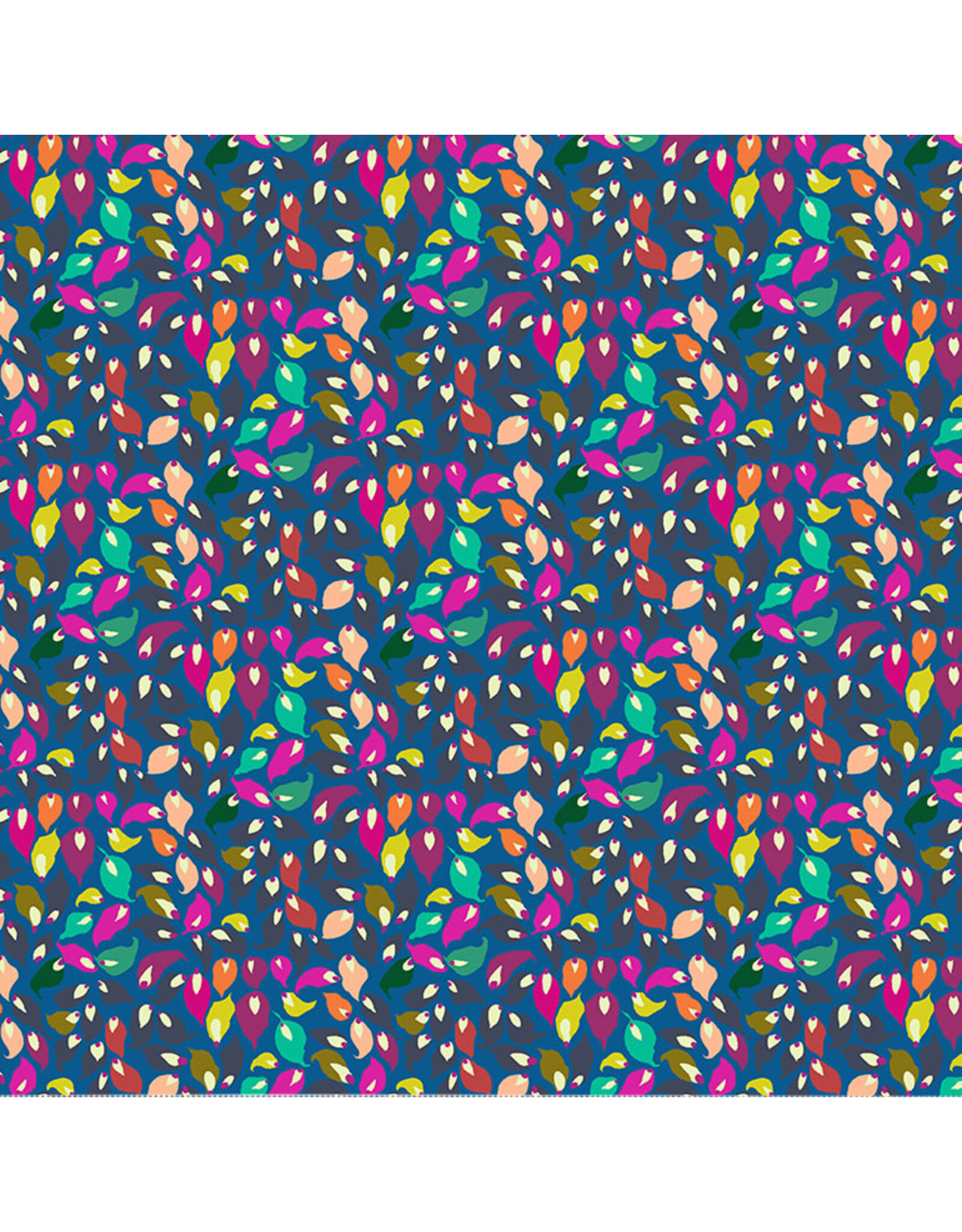 Sally Kelly Botanica, Summer Leaves in Blue, Fabric Half-Yards