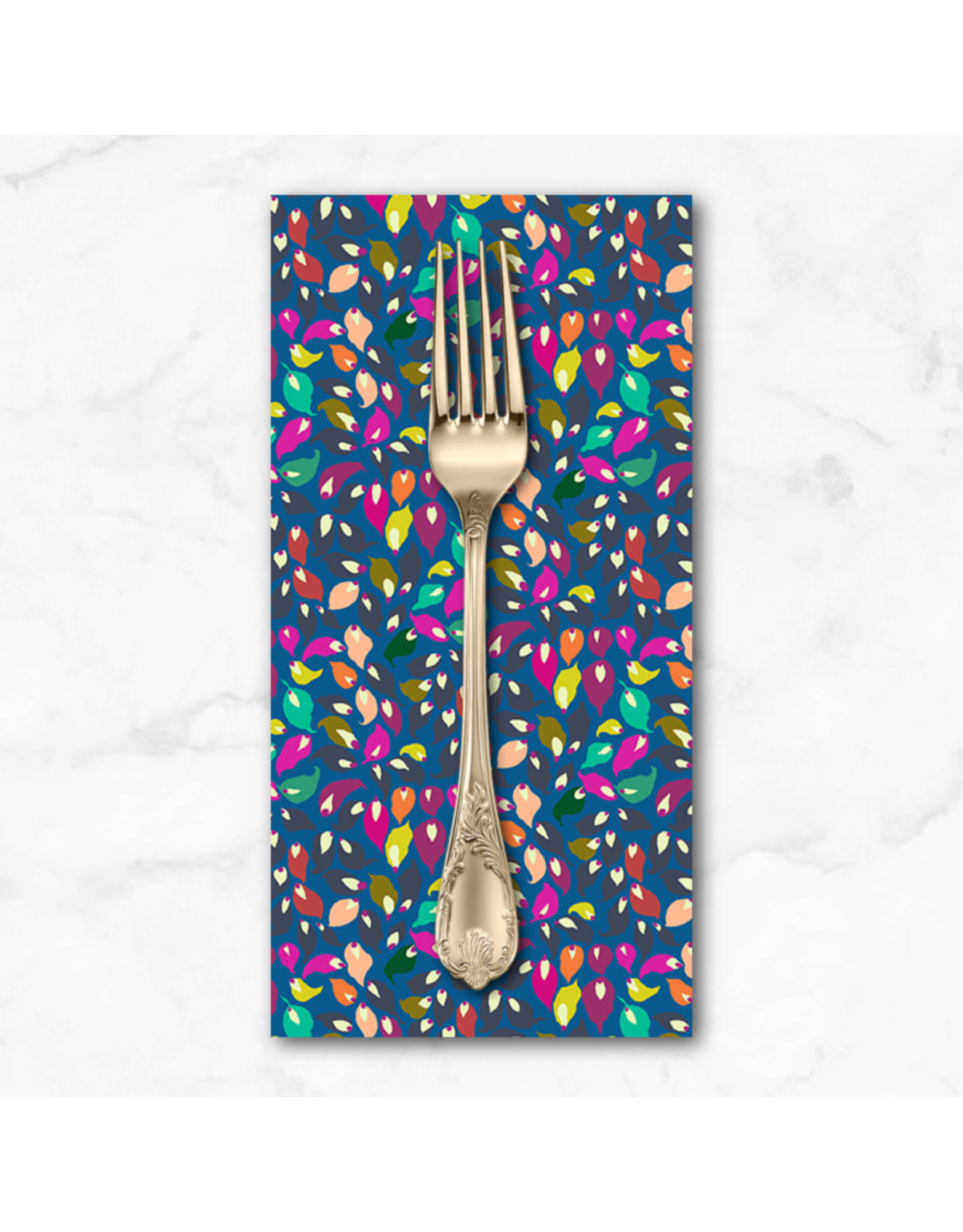 PD's Sally Kelly Collection Botanica, Summer Leaves in Blue, Dinner Napkin