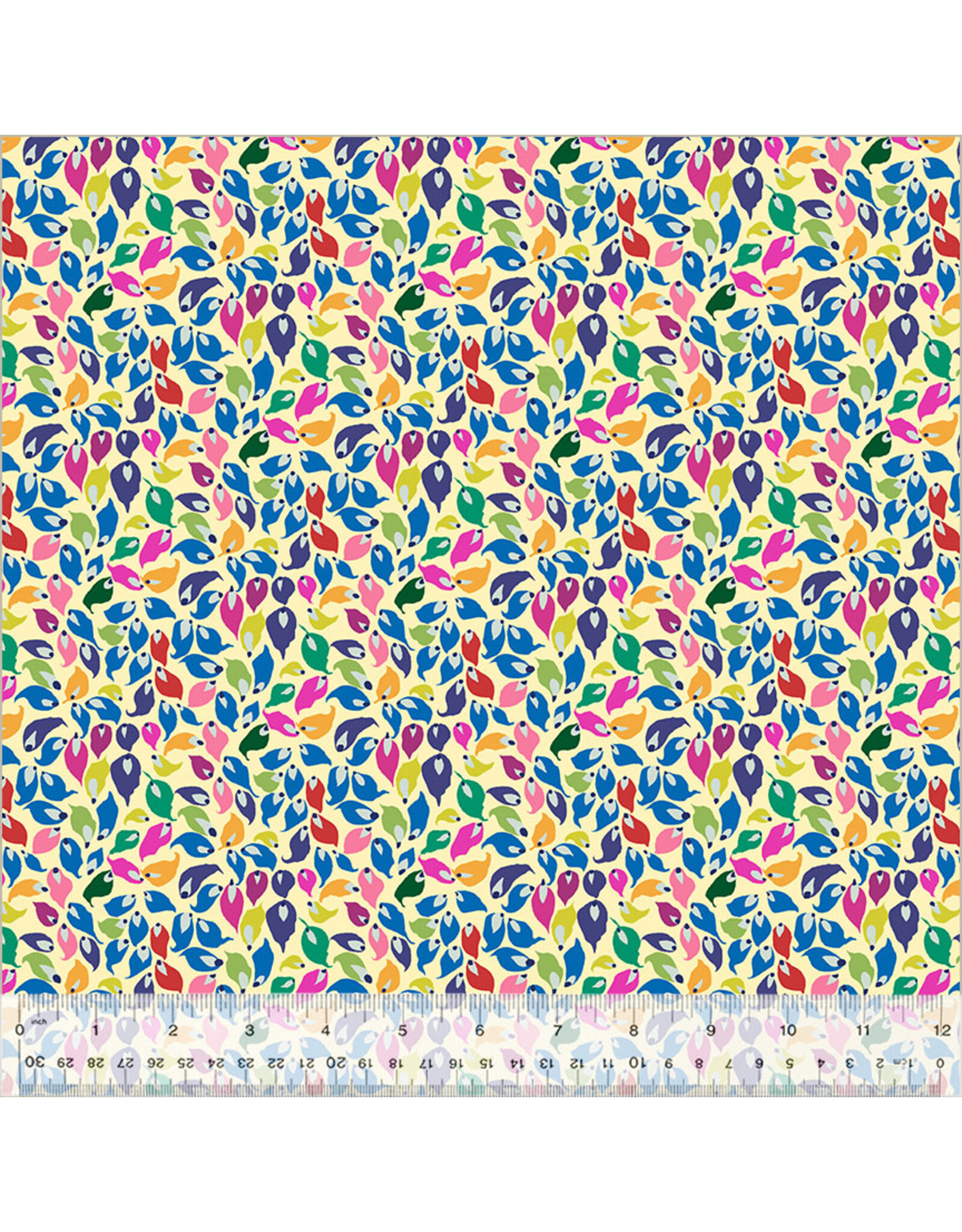 Sally Kelly Botanica, Summer Leaves in Macadamia, Fabric Half-Yards