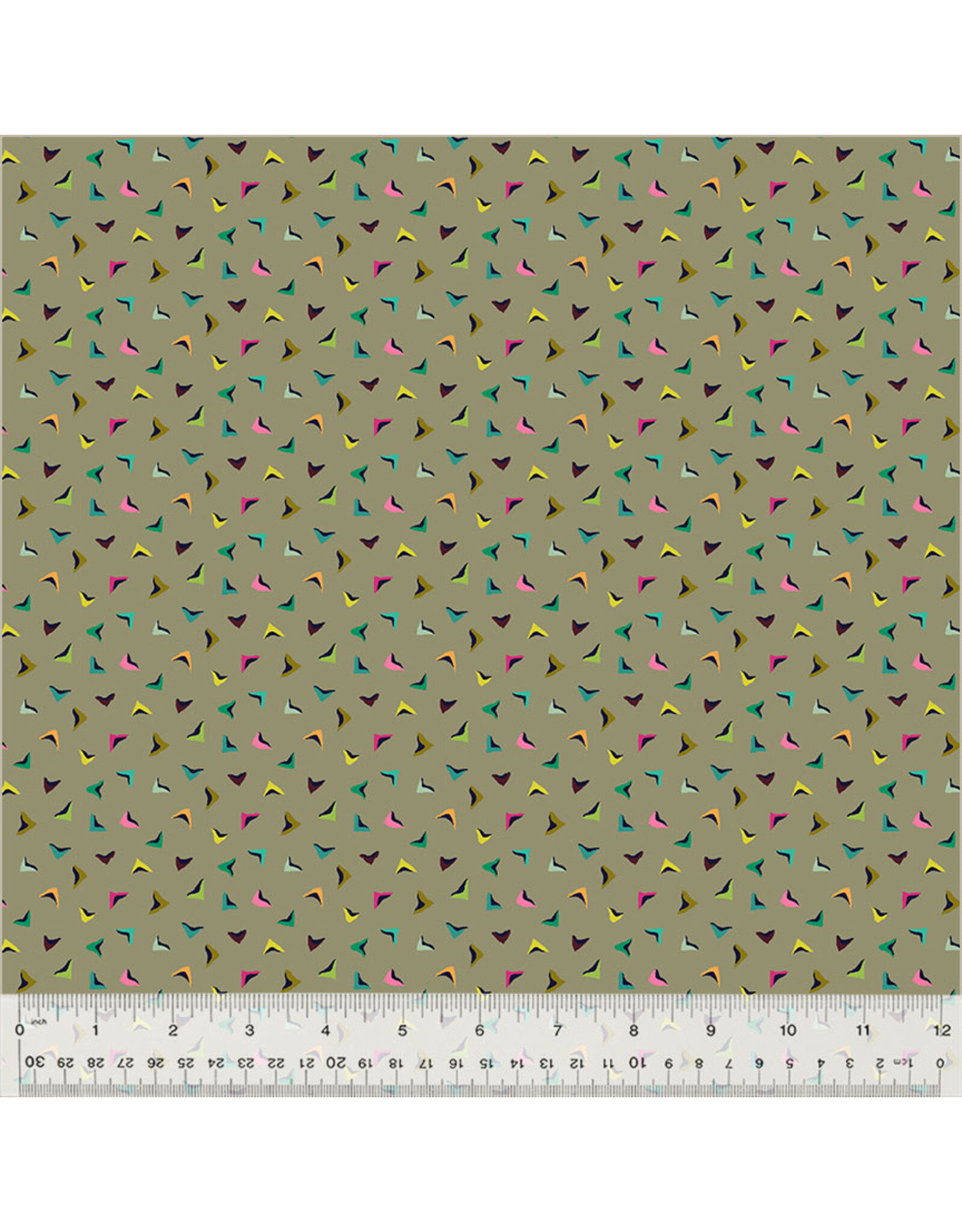 Sally Kelly Botanica, Flutter in Mushroom, Fabric Half-Yards