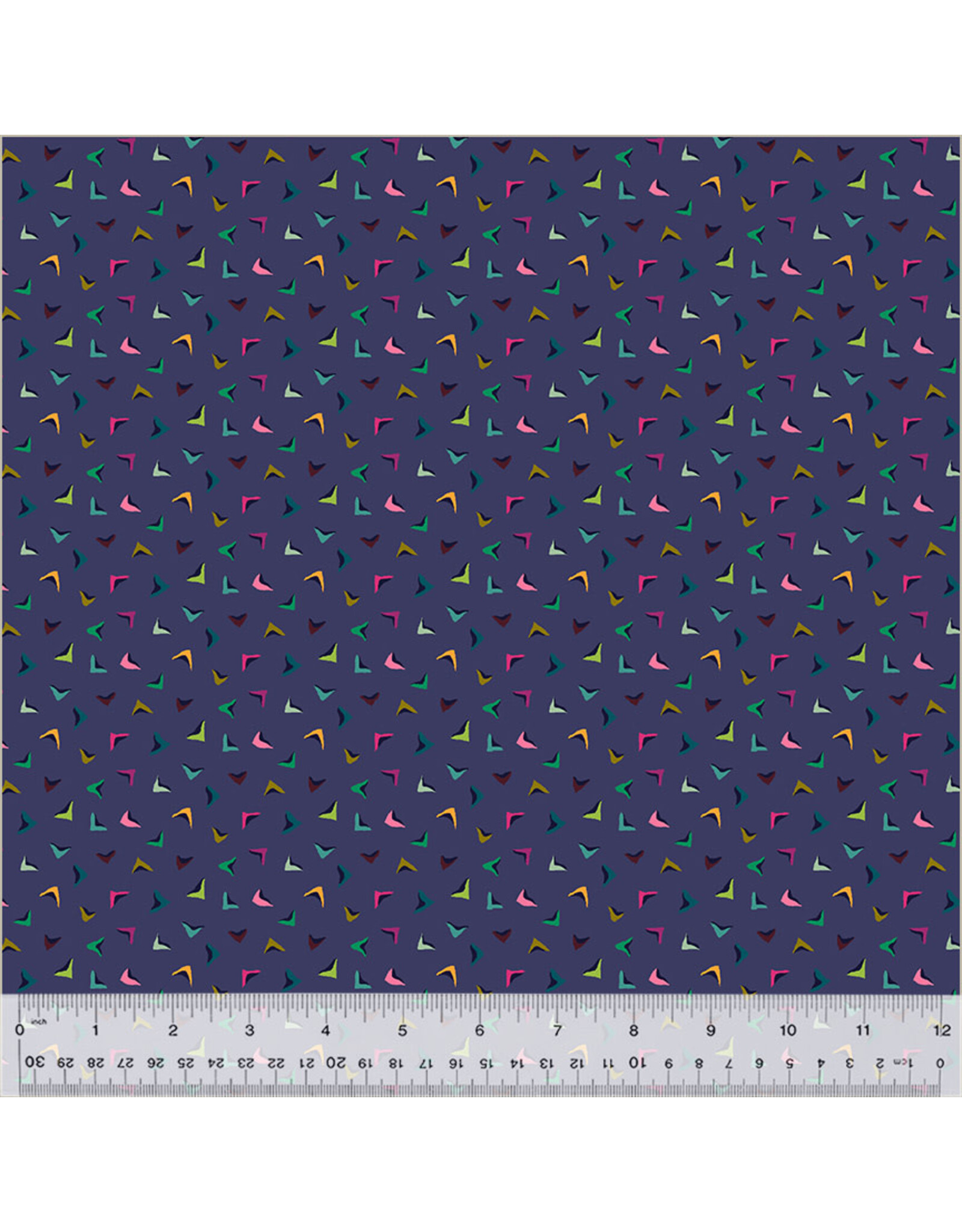 Sally Kelly Botanica, Flutter in Indigo, Fabric Half-Yards
