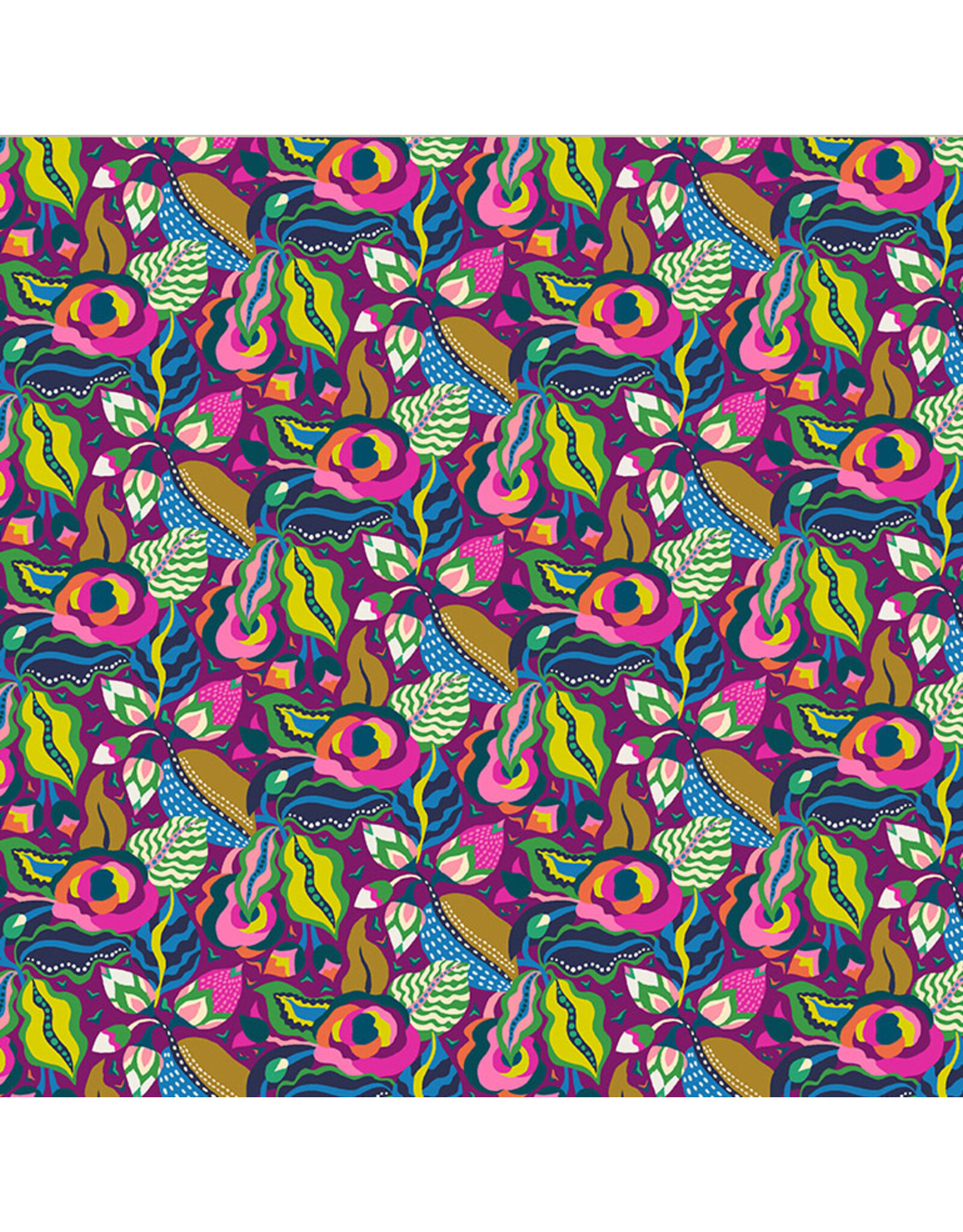 Robert Kaufman Cotton Lawn, Botanica, Camellia in Grape, Fabric Half-Yards