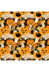 LEEZAWORKS Meowloween, Meowloween in Multi, Fabric Half-Yards