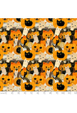 LEEZAWORKS Meowloween, Meowloween in Multi, Fabric Half-Yards