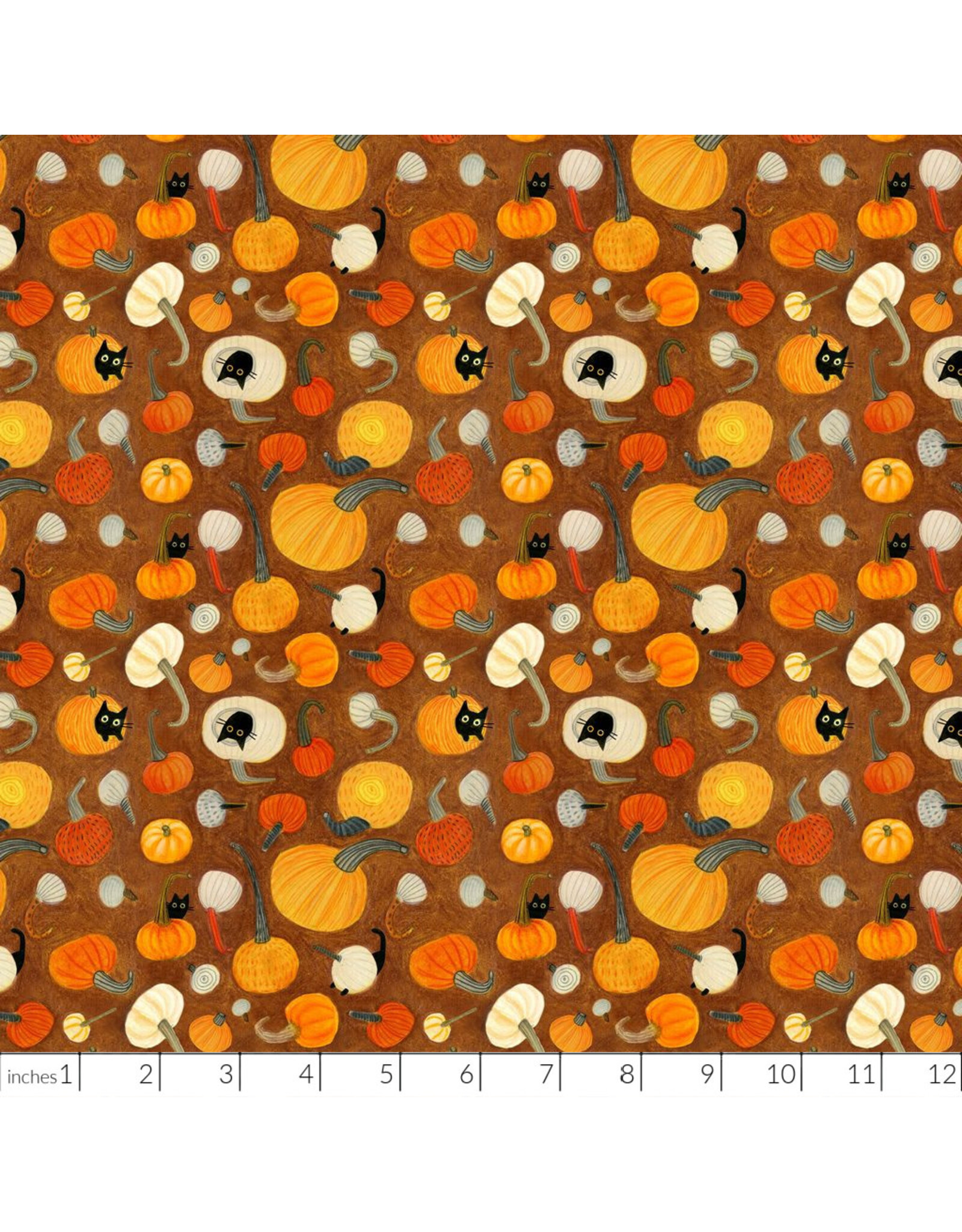 PD's LEEZAWORKS Collection Meowloween, Pumpkin Cats in Umber, Dinner Napkin