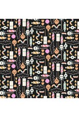 Faye Guanipa Harvest Moon, Halloween Candy in Tar, Fabric Half-Yards