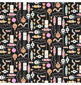 Faye Guanipa Harvest Moon, Halloween Candy in Tar, Fabric Half-Yards