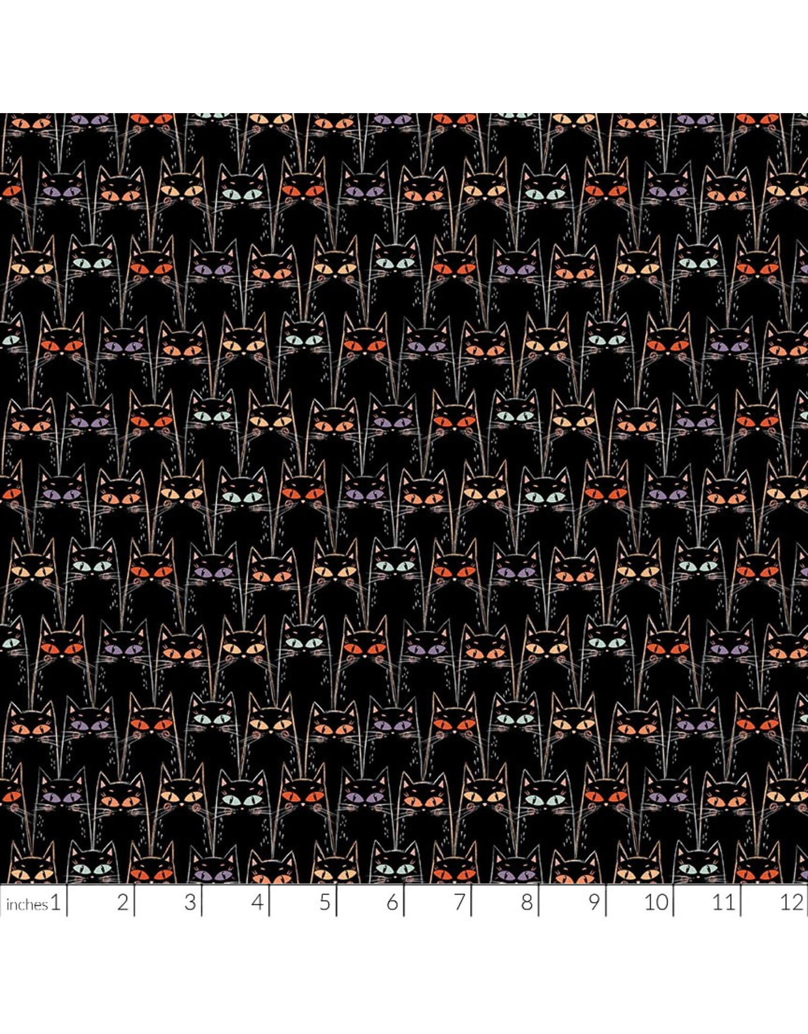 Paintbrush Studio Starlight Spooks, Black Cats, Fabric Half-Yards