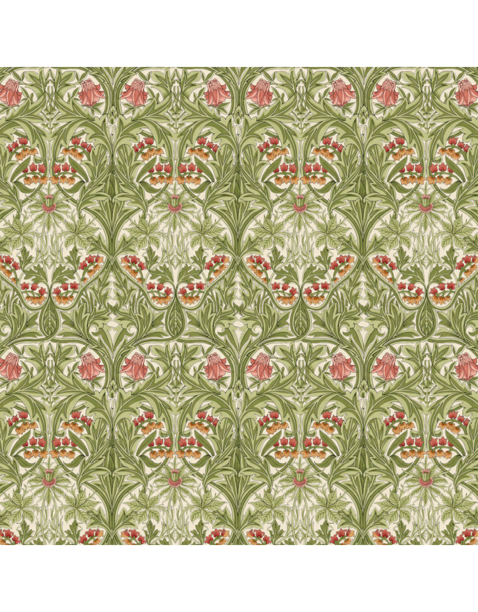 William Morris & Co. Morris & Co.'s Walker House, Bluebell in Leaf Green, Fabric Half-Yards