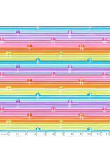 PD's Paintbrush Studio Collection Goin Surfin, Sunset Stripe in Rainbow, Dinner Napkin