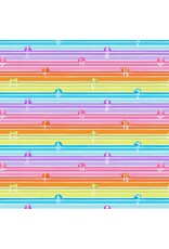 Paintbrush Studio ON SALE-5 YARD CUT - Goin Surfin, Sunset Stripe in Rainbow