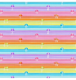 Paintbrush Studio ON SALE-5 YARD CUT - Goin Surfin, Sunset Stripe in Rainbow