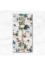 PD's Sevenberry Collection Tropics, Palm Trees with Tropical Motifs in Ivory, Dinner Napkin