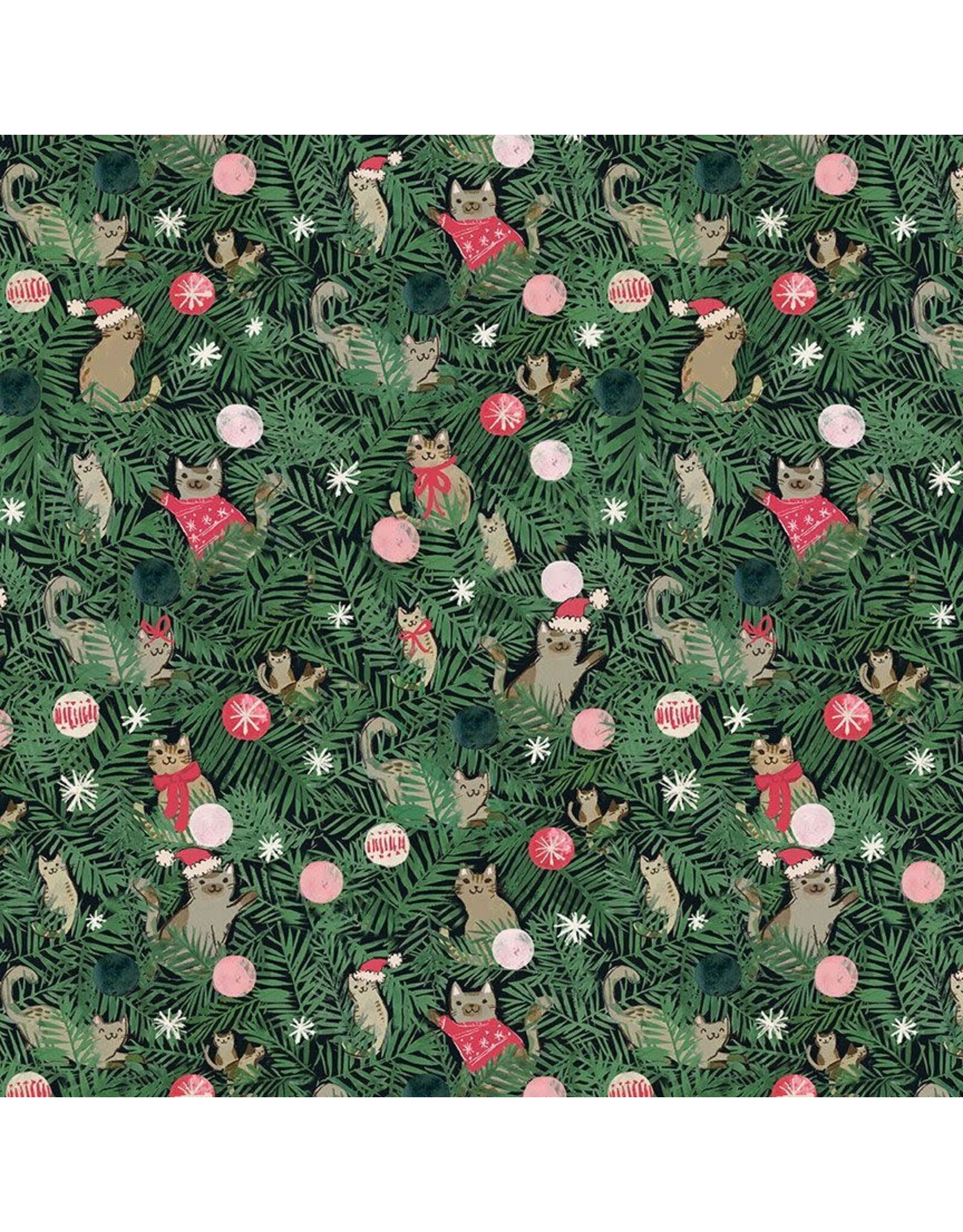 Dear Stella Sweater Weather, Tree Kittens in Multi, Fabric Half-Yards