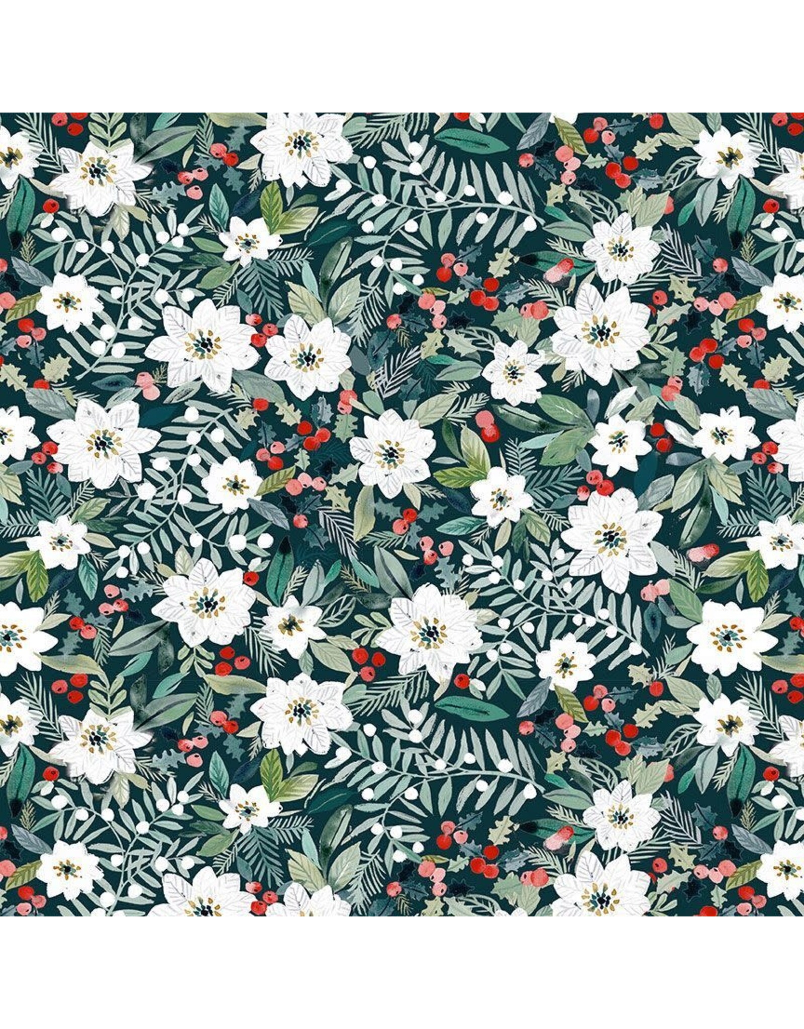 Dear Stella Sweater Weather, Holiday Poinsettias in Multi, Fabric Half-Yards