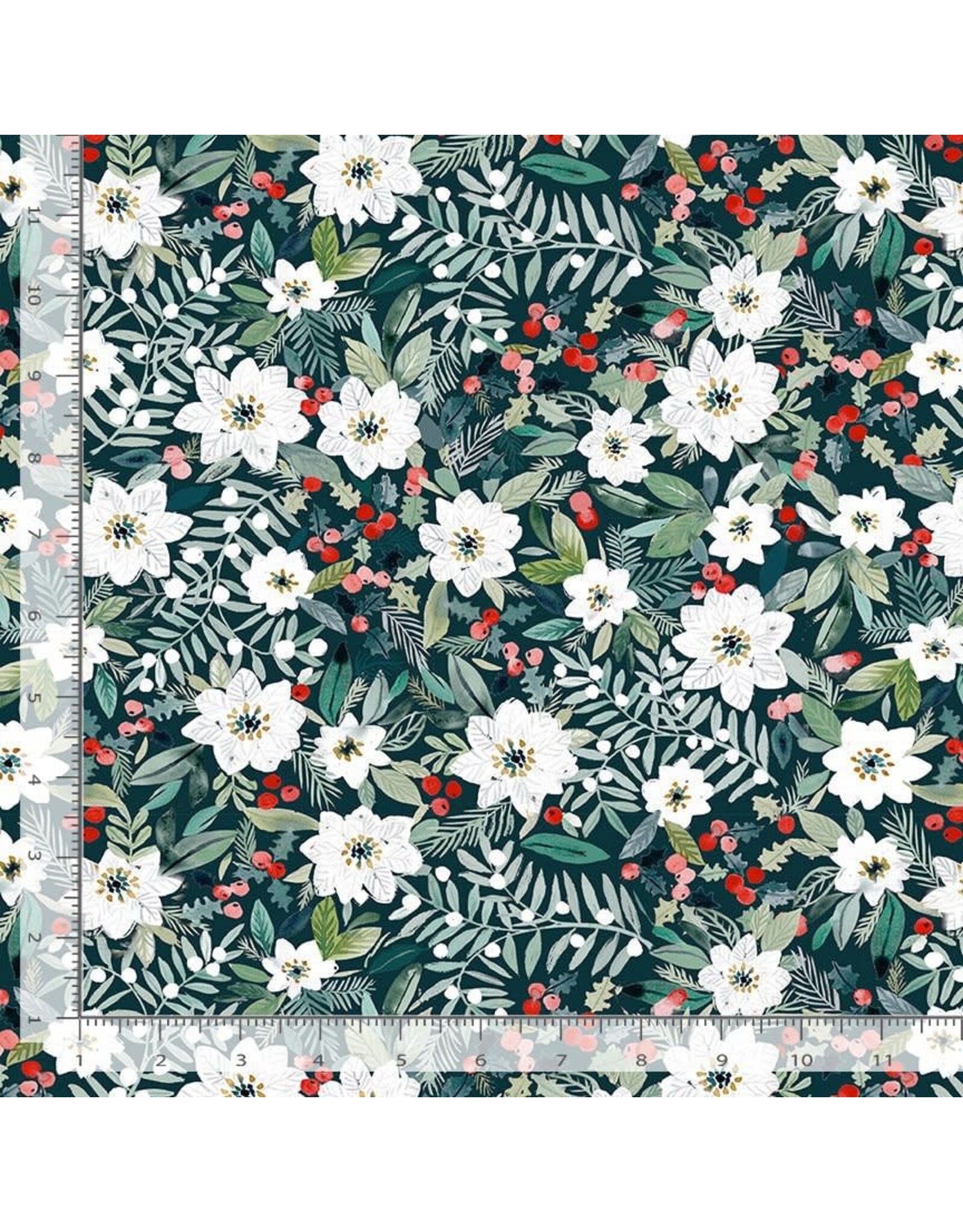 Dear Stella Sweater Weather, Holiday Poinsettias in Multi, Fabric Half-Yards