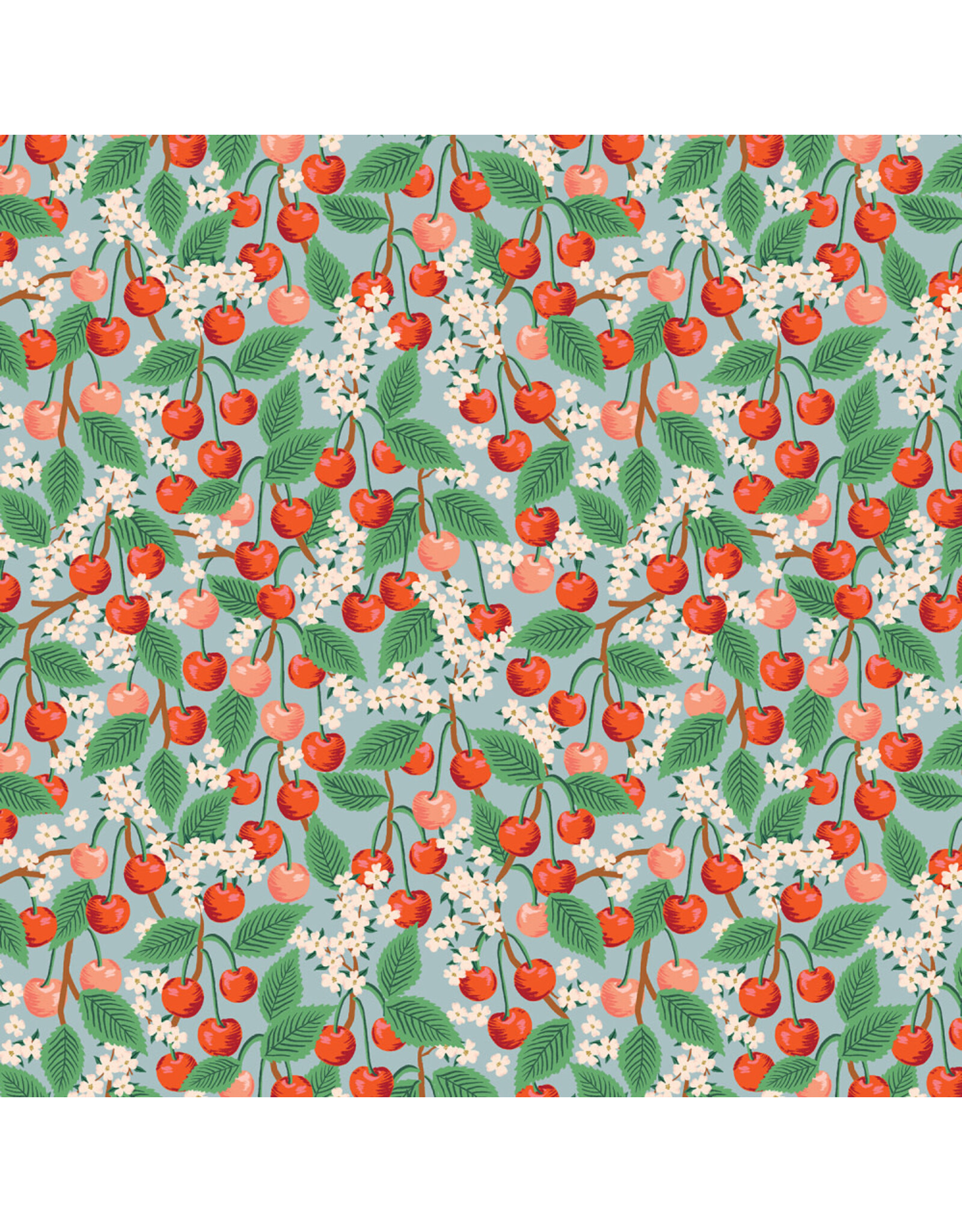 Rifle Paper Co. Orchard, Cherry Blossoms in Light Blue, Fabric Half-Yards