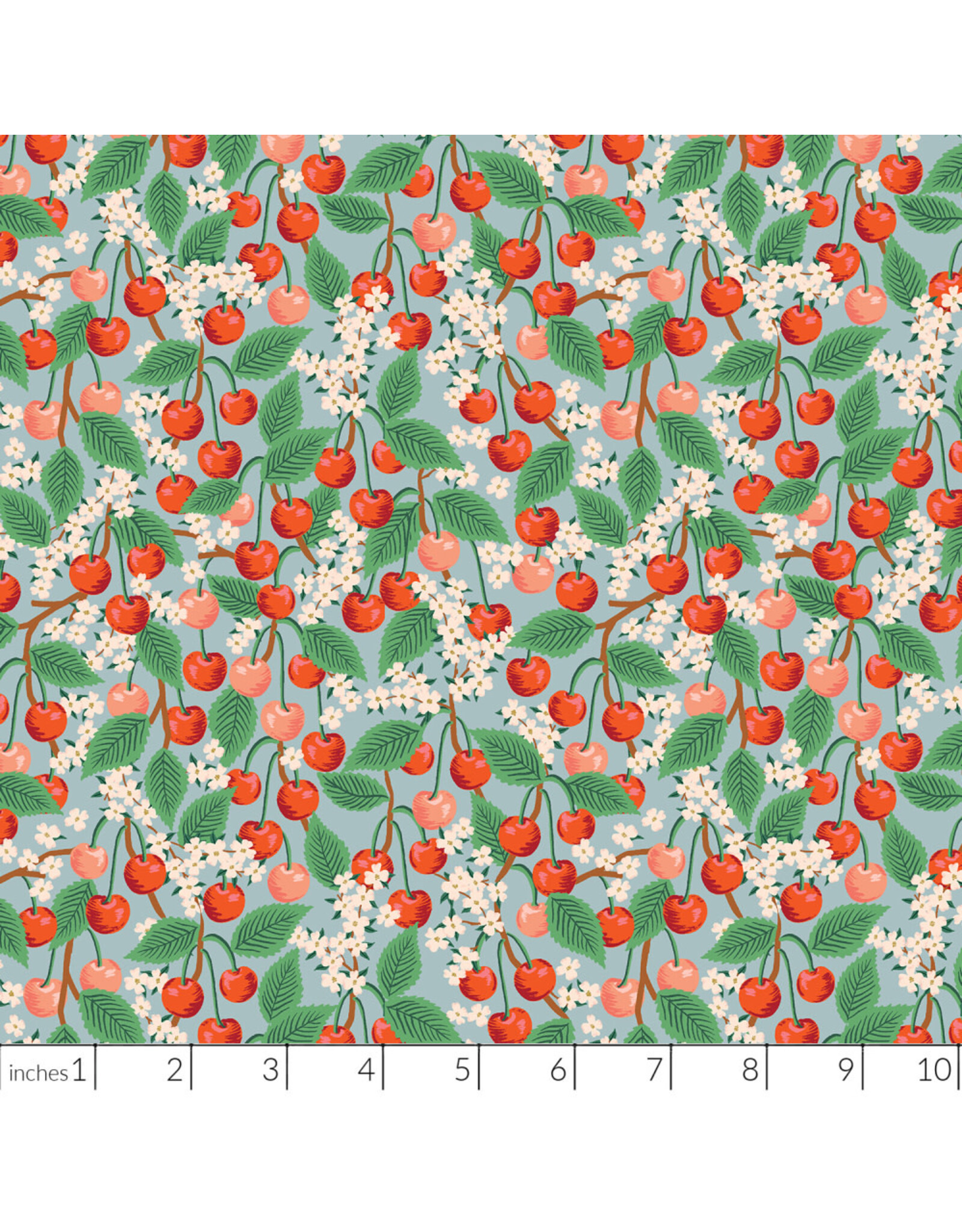 Rifle Paper Co. Orchard, Cherry Blossoms in Light Blue, Fabric Half-Yards