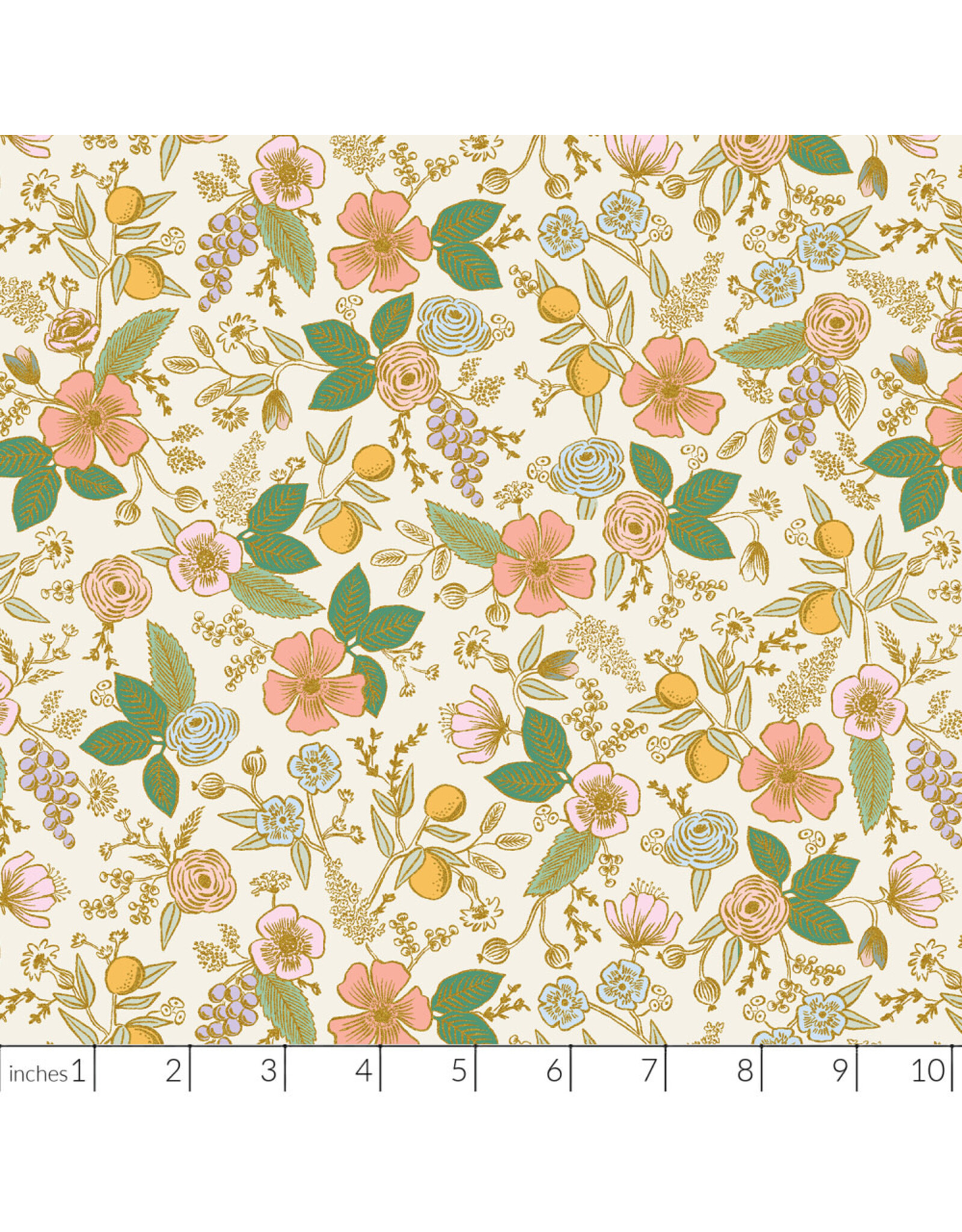 Rifle Paper Co. Orchard, Colette in Cream with Metallic, Fabric Half-Yards
