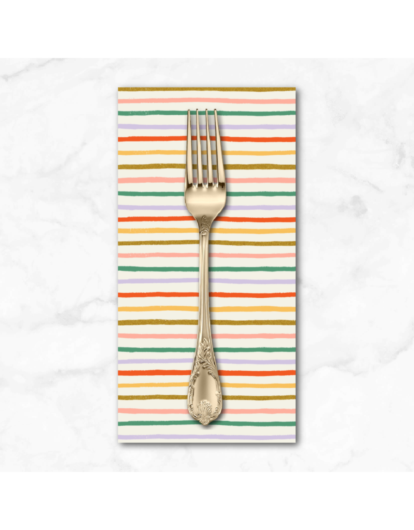 PD's Rifle Paper Co Collection Orchard, Festive Stripe in Cream Multi, Dinner Napkin