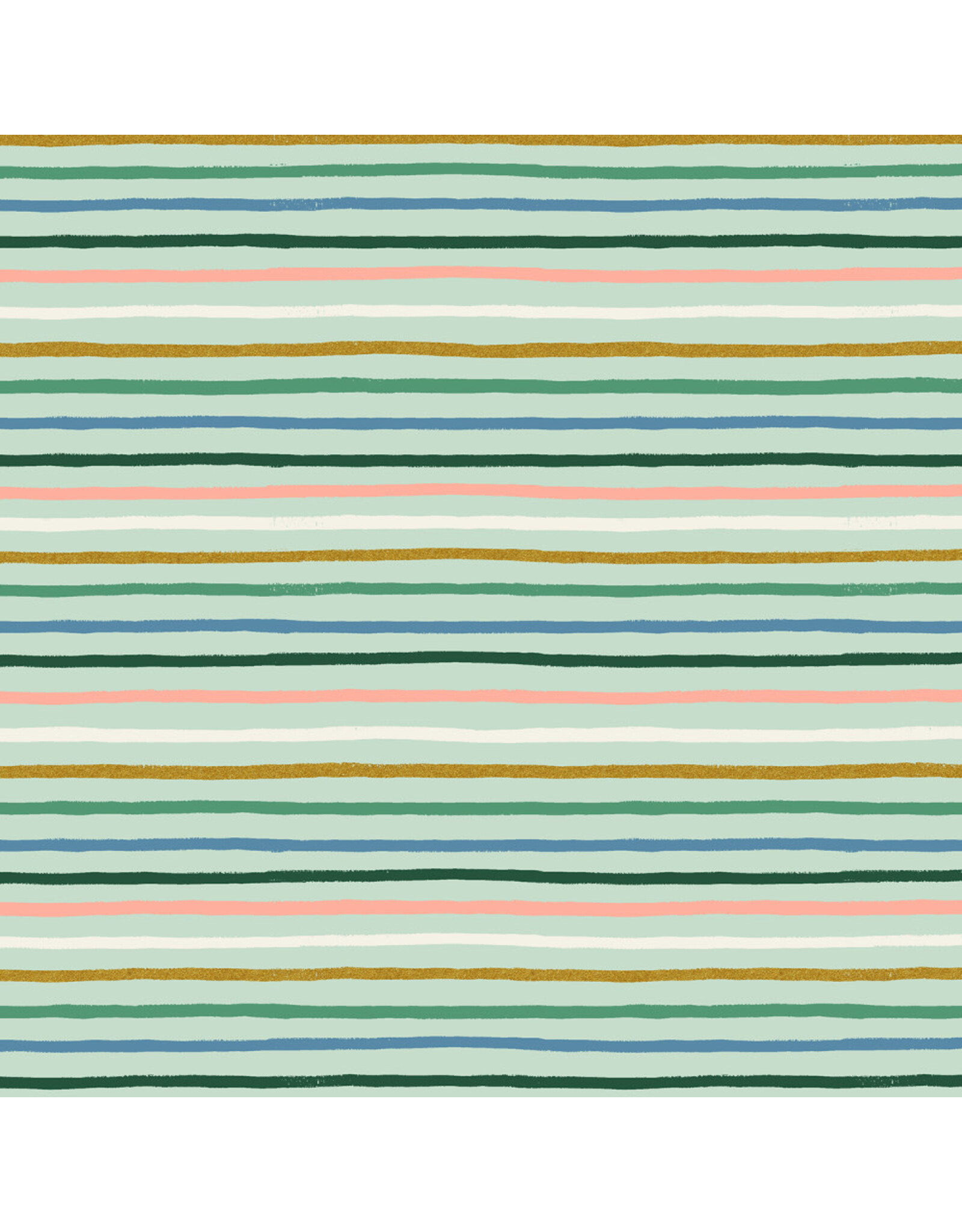 Rifle Paper Co. Orchard, Festive Stripe in Mint Multi with Metallic, Fabric Half-Yards