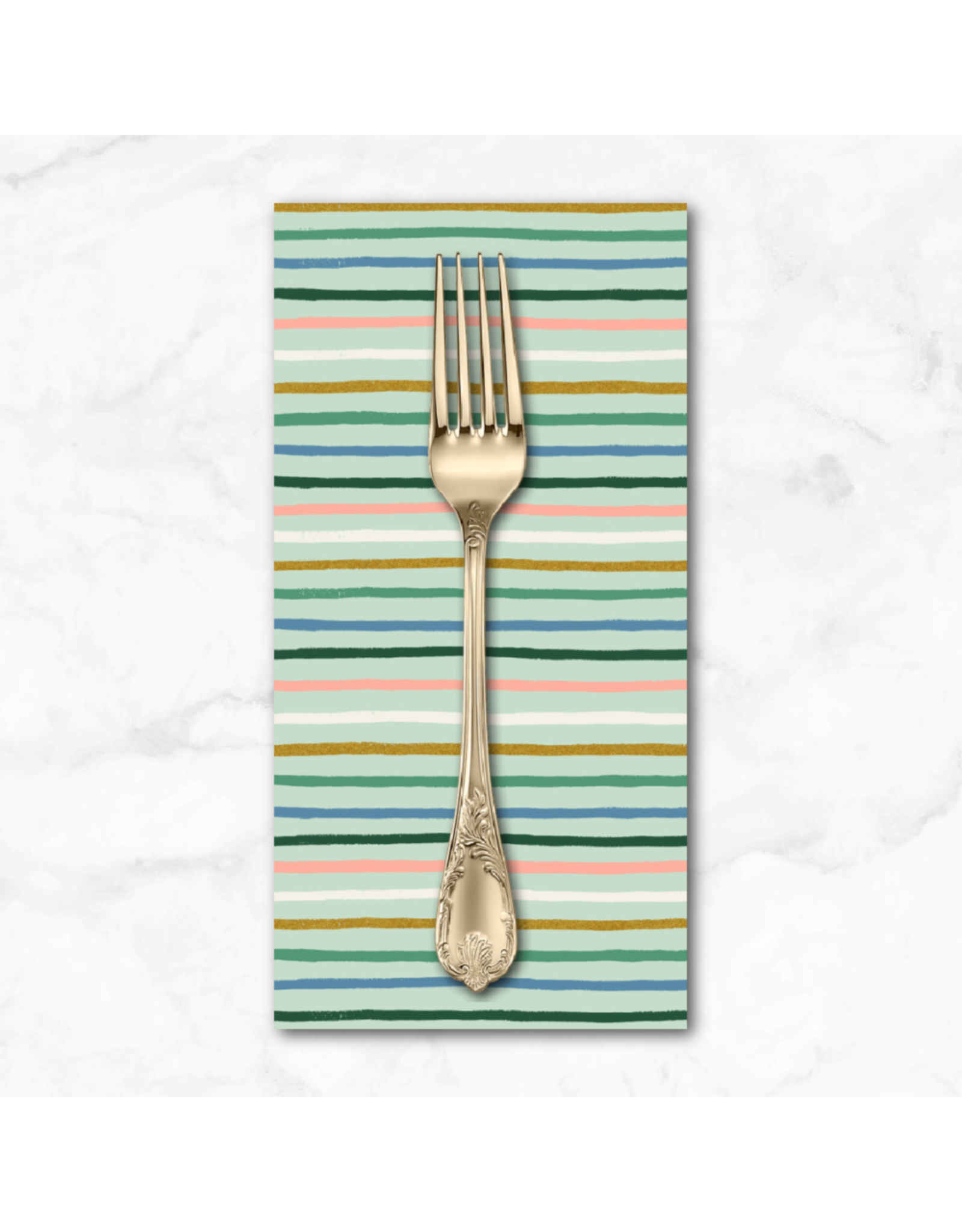 PD's Rifle Paper Co Collection Orchard, Festive Stripe in Mint Multi, Dinner Napkin