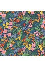 Rifle Paper Co. Linen/Cotton Canvas, Bramble, Lea in Blue, Fabric Half-Yards