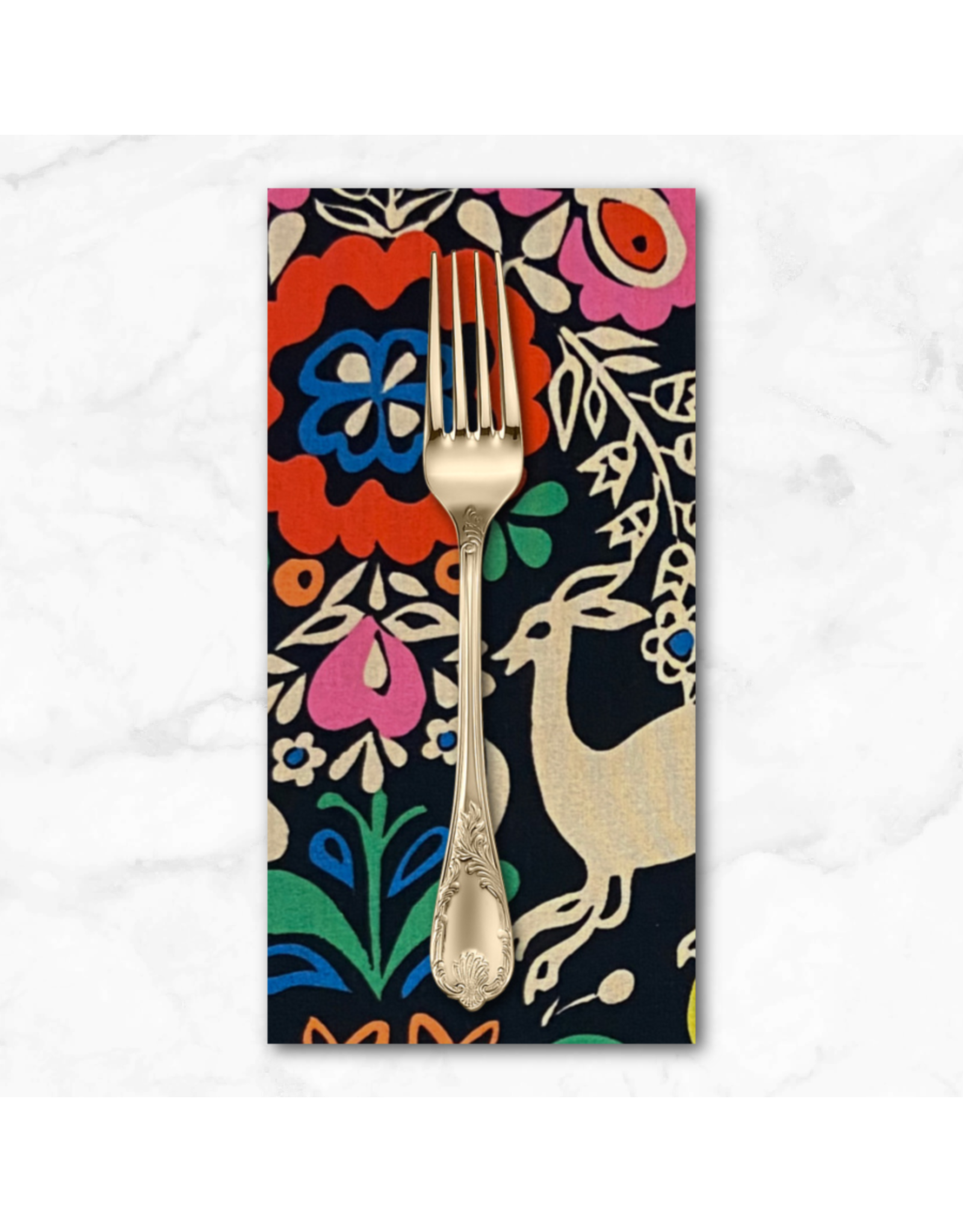PD's Alexander Henry Collection Folklorico, Jardin Azul (Blue Garden) in Black Tea, Dinner Napkin