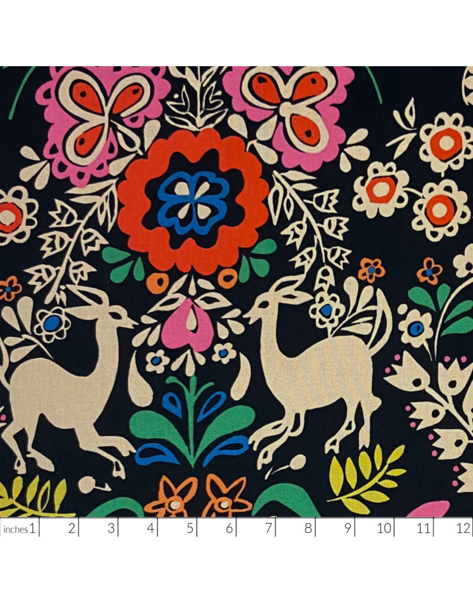 PD's Alexander Henry Collection Folklorico, Jardin Azul (Blue Garden) in Black Tea, Dinner Napkin