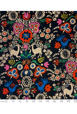 PD's Alexander Henry Collection Folklorico, Jardin Azul (Blue Garden) in Black Tea, Dinner Napkin