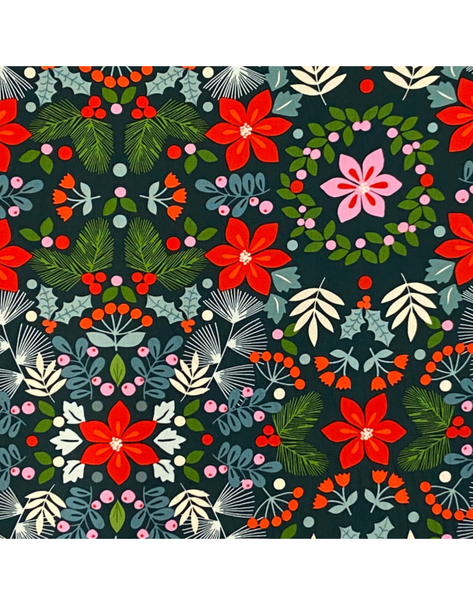 Alexander Henry Fabrics Christmas Time, Joy in Victorian Green , Fabric Half-Yards