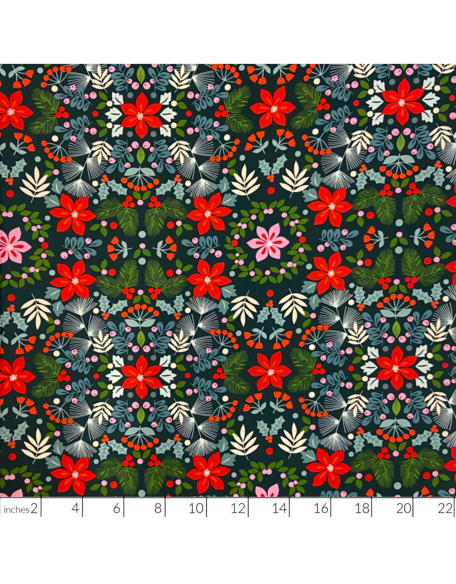 Alexander Henry Fabrics Christmas Time, Joy in Victorian Green , Fabric Half-Yards