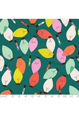 Alexander Henry Fabrics Christmas Time, String of Lights in Green, Fabric Half-Yards