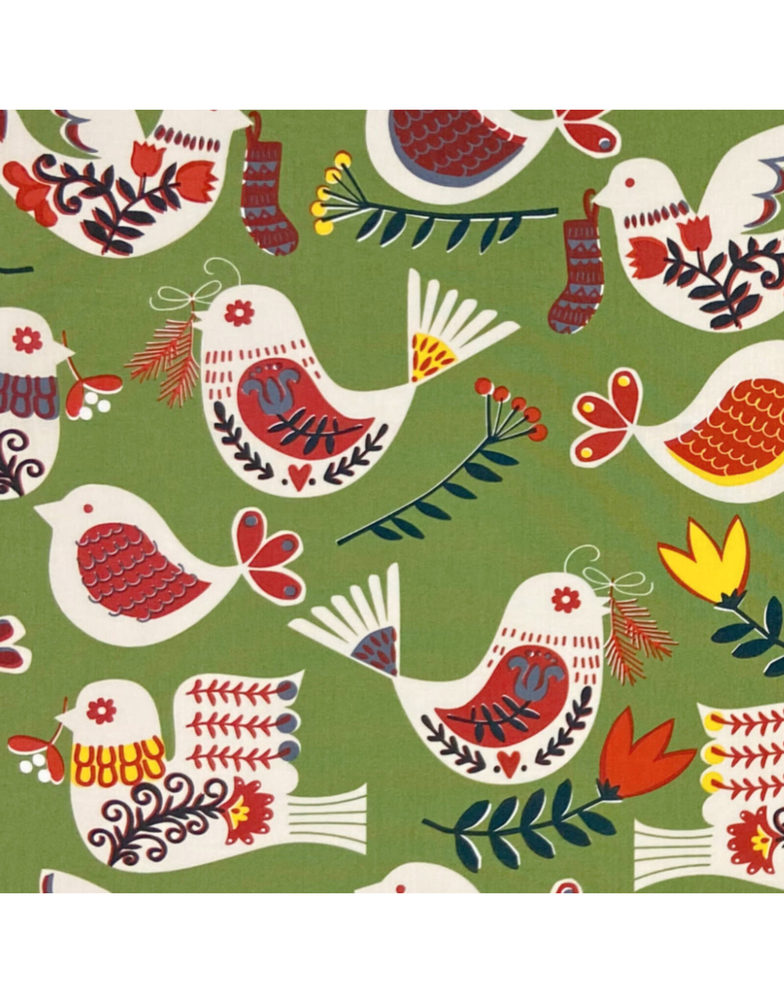 Alexander Henry Fabrics Christmas Time, Winter Partridge in Pine, Fabric Half-Yards