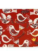 Alexander Henry Fabrics Christmas Time, Winter Partridge in Red, Fabric Half-Yards