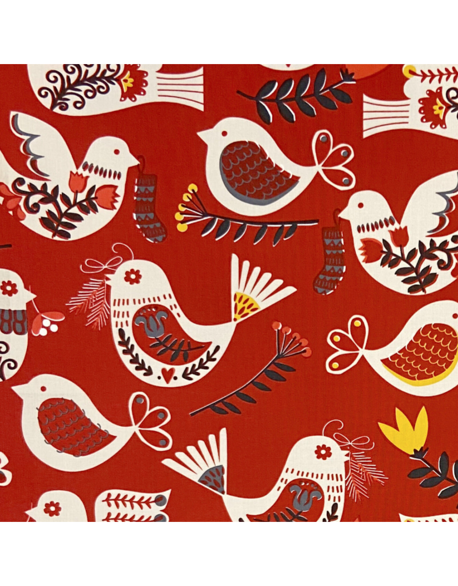 Alexander Henry Fabrics Christmas Time, Winter Partridge in Red, Fabric Half-Yards