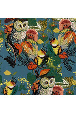 Alexander Henry Fabrics Fall Harvest,  Harvest Owl in Slate, Fabric Half-Yards