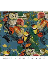 Alexander Henry Fabrics Fall Harvest,  Harvest Owl in Slate, Fabric Half-Yards