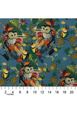 Alexander Henry Fabrics Fall Harvest,  Harvest Owl in Slate, Fabric Half-Yards